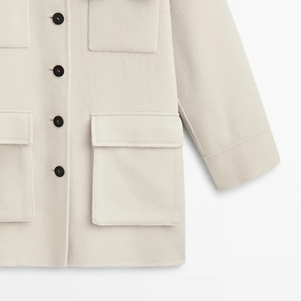Massimo Dutti Oversized Wool Blend Coat With Pockets Size M - Picture 9 of 17